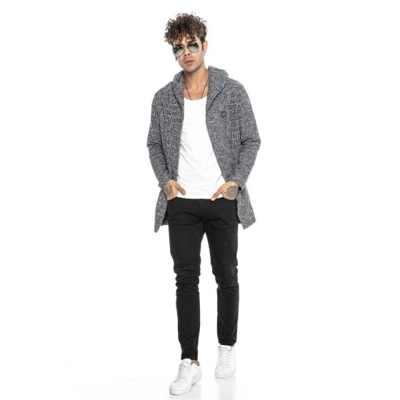 Red Bridge Herren Strickjacke Cardigan Hoodie Sweat-Jacke Long Cut