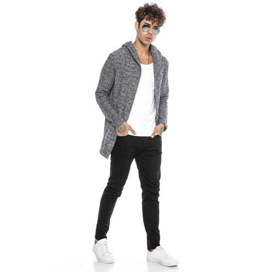 Red Bridge Herren Strickjacke Cardigan Hoodie Sweat-Jacke Long Cut