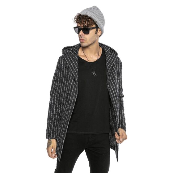 Red Bridge Herren Cardigan Hoodie Sweat-Jacke Long Cut Striped