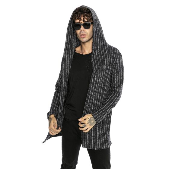 Red Bridge Herren Cardigan Hoodie Sweat-Jacke Long Cut Striped