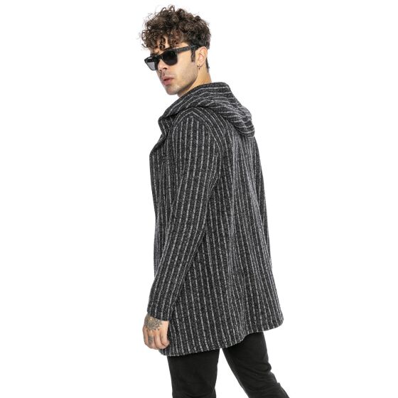 Red Bridge Herren Cardigan Hoodie Sweat-Jacke Long Cut Striped