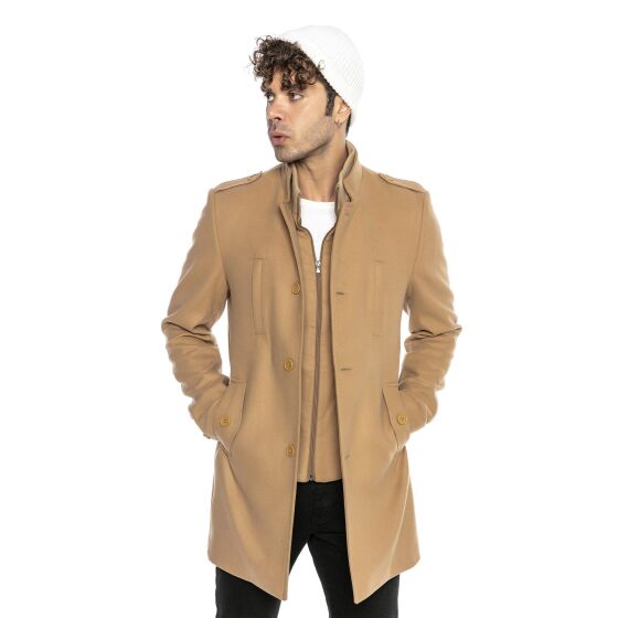 Red Bridge Mens Coat Trench Coat Jacket Wool Jacket Slim-Fit Transformable