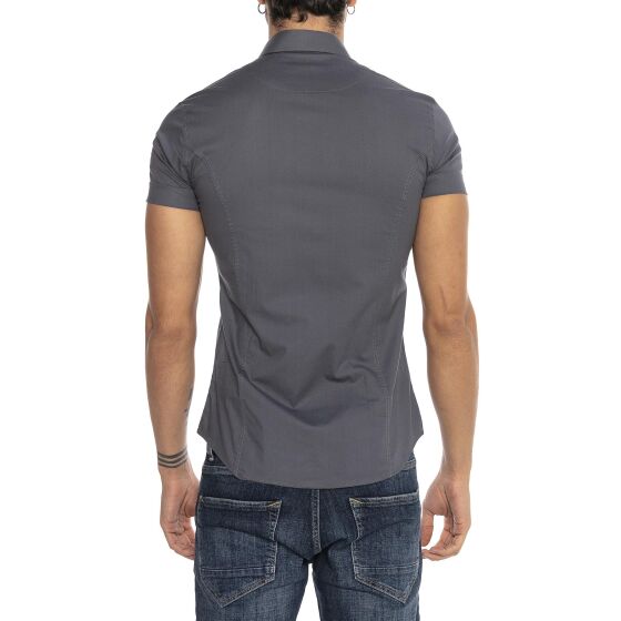Red Bridge Mens Basic Design Slim Fit Short Sleeve Shirt Grey