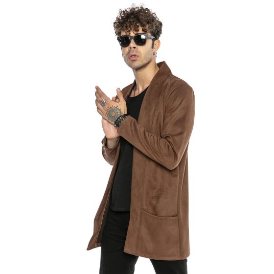 Red Bridge Mens cardigan jacket sweat jacket jacket long cut suede look brown L