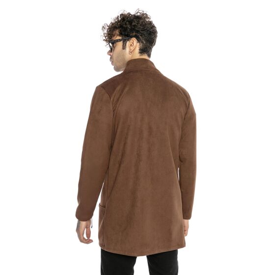 Red Bridge Mens cardigan jacket sweat jacket jacket long cut suede look brown L
