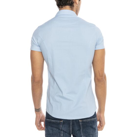 Red Bridge Mens Basic Design Slim Fit Short Sleeve Shirt Light Blue