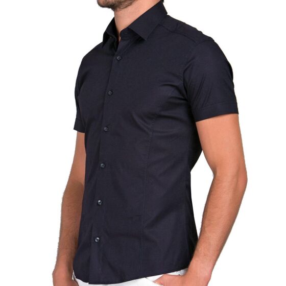 Red Bridge Mens Basic Design Slim Fit Short Sleeve Shirt Dark Blue