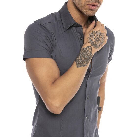 Red Bridge Mens Basic Design Slim Fit Short Sleeve Shirt Dark Blue M