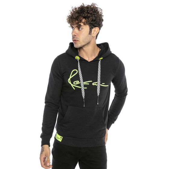 Red Bridge Herren Hoodie Kapuzenpullover Sweater Neon-Big-Stitch Schwarz XL