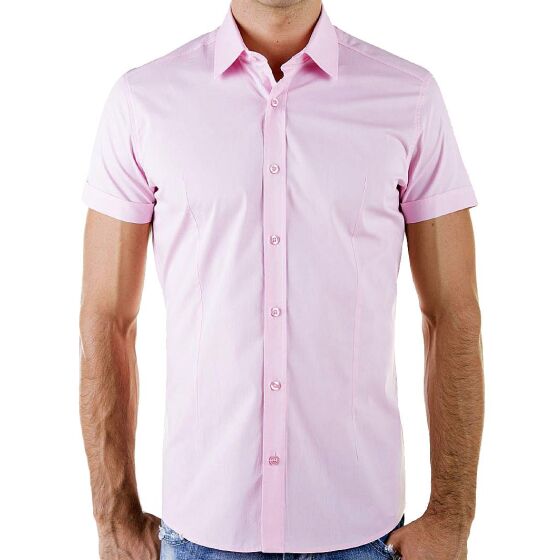 Red Bridge Mens basic design slim fit short-sleeved shirt pink