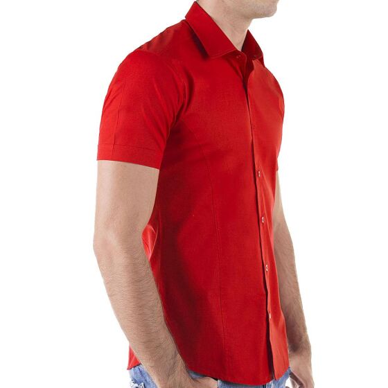 Red Bridge Mens basic design slim fit short-sleeved shirt red