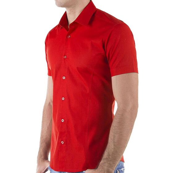 Red Bridge Mens basic design slim fit short-sleeved shirt red