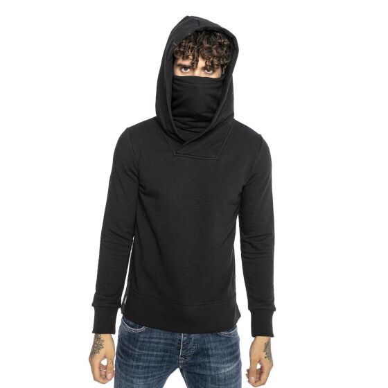 Red Bridge Mens hooded sweatshirt with hood and stand-up collar Mask