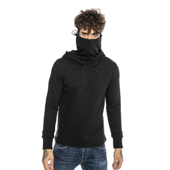 Red Bridge Mens hooded sweatshirt with hood and stand-up collar Mask