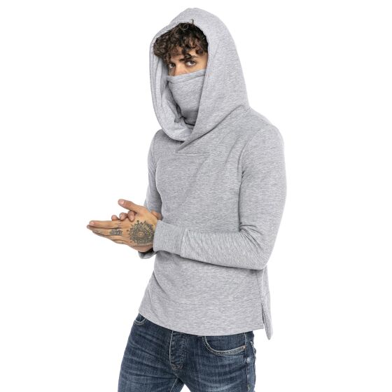 Red Bridge Mens hooded sweatshirt with hood and stand-up collar Mask