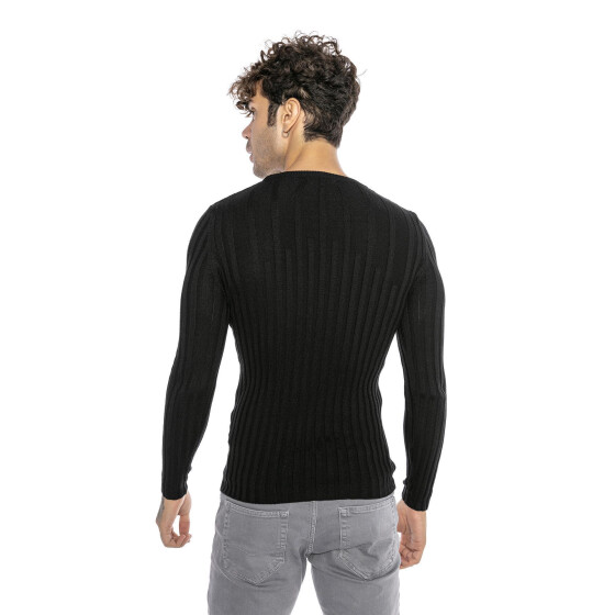 Red Bridge Herren Strickpullover Pullover Slim-Fit Up and Down Schwarz XXL