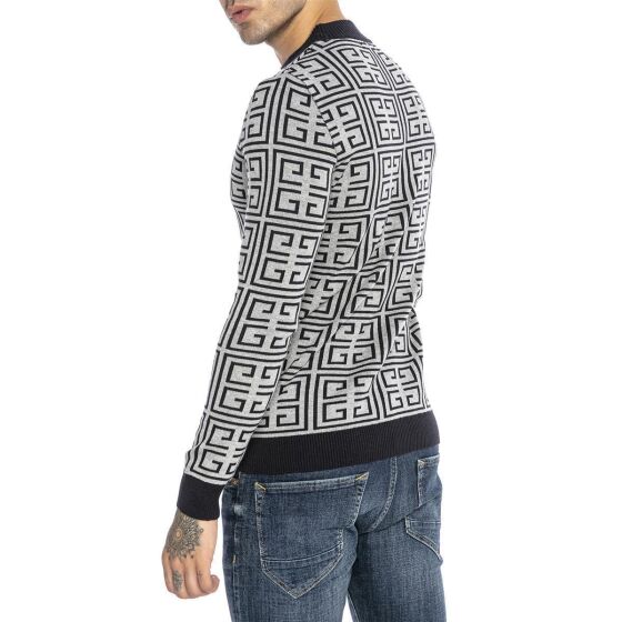 Red Bridge Mens Knit Jumper Jumper Slim-Fit Square Pattern