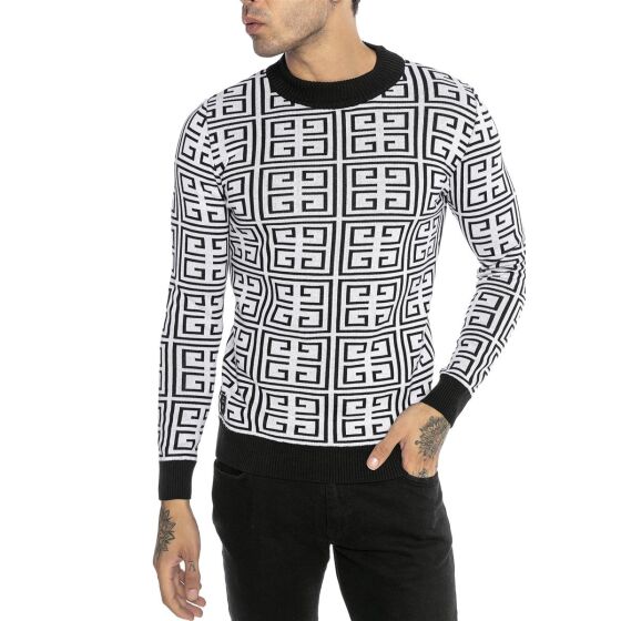 Red Bridge Mens Knit Jumper Jumper Slim-Fit Square Pattern