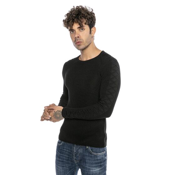 Red Bridge Mens Knit Jumper Jumper Slim-Fit Cross lines