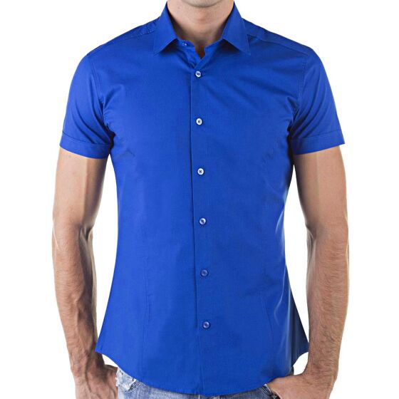 Red Bridge Mens Basic Design Slim Fit Short Sleeve Shirt Saxe Blue M