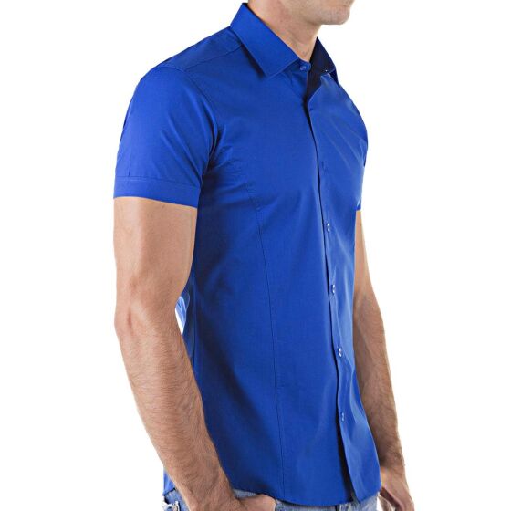 Red Bridge Mens Basic Design Slim Fit Short Sleeve Shirt Saxe Blue M