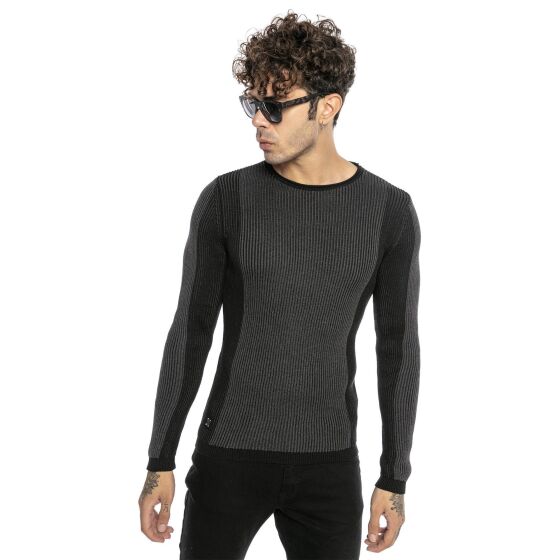 Red Bridge Mens Knit Jumper Jumper Slim-Fit Two-Tone Ribbed