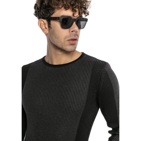 Red Bridge Mens Knit Jumper Jumper Slim-Fit Two-Tone Ribbed