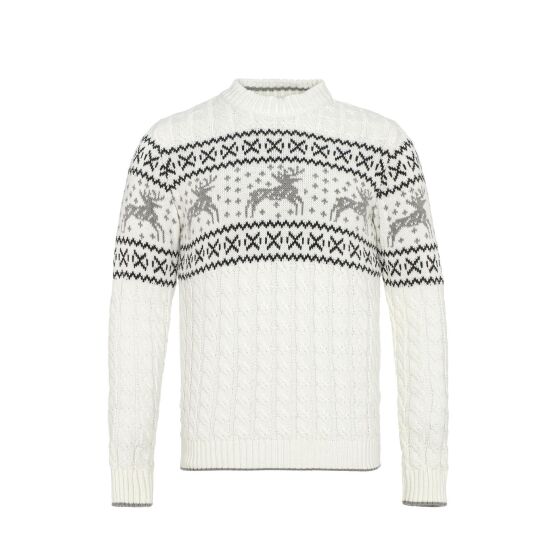 Red Bridge Mens Knitted Norwegian Sweater Slim-Fit Plait Reindeer