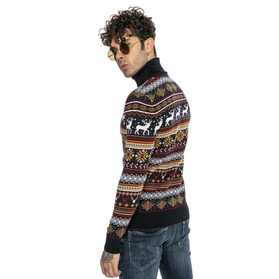 Red Bridge Mens knitted Norwegian turtleneck sweater slim fit