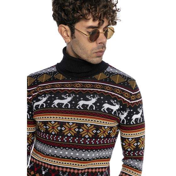 Red Bridge Mens knitted Norwegian turtleneck sweater slim fit