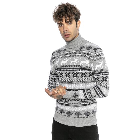 Red Bridge Mens knitted Norwegian turtleneck sweater slim fit