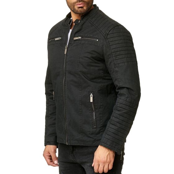Red Bridge Mens jacket between-seasons biker jacket quilted black