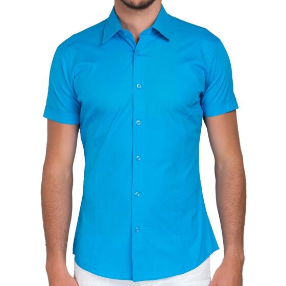 Red Bridge Mens Basic Design Slim Fit Short Sleeve Shirt Turquoise