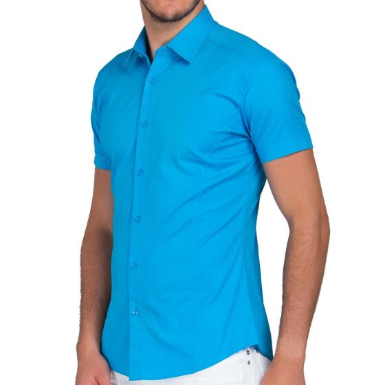 Red Bridge Mens Basic Design Slim Fit Short Sleeve Shirt Turquoise