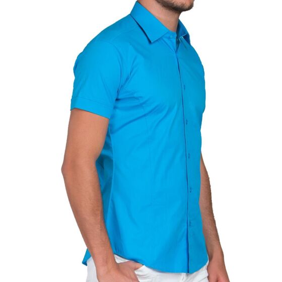 Red Bridge Mens Basic Design Slim Fit Short Sleeve Shirt Turquoise