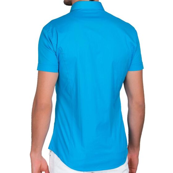 Red Bridge Mens Basic Design Slim Fit Short Sleeve Shirt Turquoise