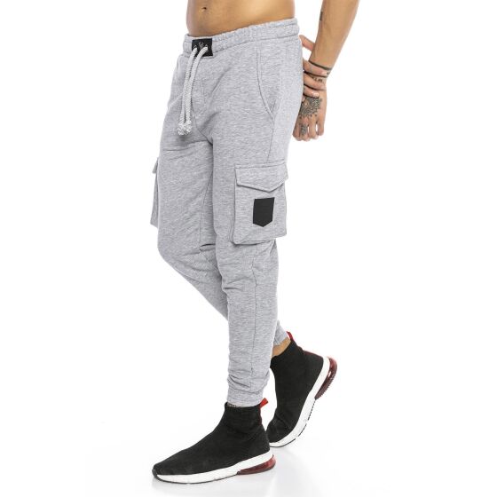 Red Bridge Mens Cargo Joggers Trousers Sweat-Pants Premium Silver-Skull