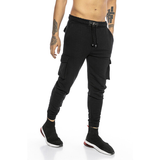 Red Bridge Herren Cargo Jogginghose Hose Sweat-Pants Premium Silver-Skull Schwarz XXL