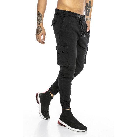 Red Bridge Herren Cargo Jogginghose Hose Sweat-Pants Premium Silver-Skull Schwarz XXL