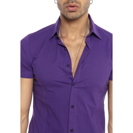 Red Bridge Mens Basic Design Slim Fit short-sleeved shirt purple