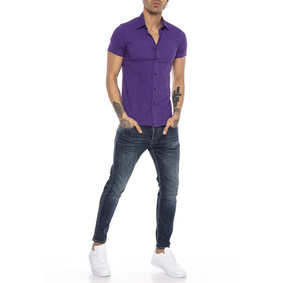 Red Bridge Mens Basic Design Slim Fit short-sleeved shirt purple