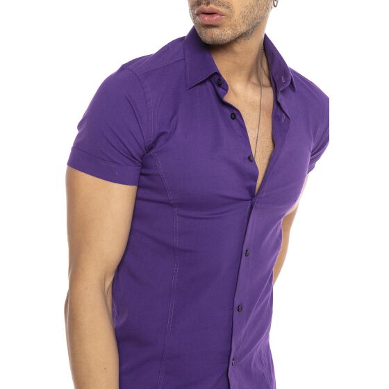 Red Bridge Mens Basic Design Slim Fit short-sleeved shirt purple