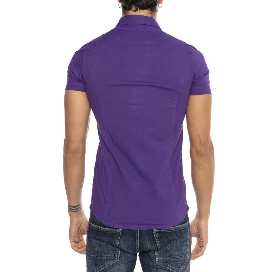 Red Bridge Mens Basic Design Slim Fit short-sleeved shirt purple