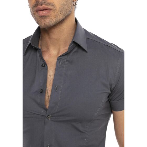 Red Bridge Mens Basic Design Slim Fit Short Sleeve Shirt Violet M