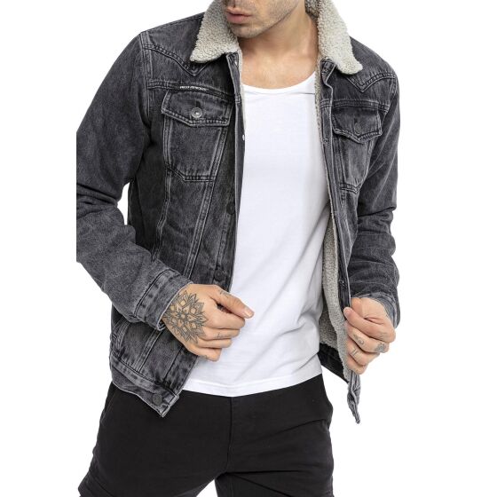 Red Bridge Mens Denim Jacket Trucker Sherpa Denim RBC Denim Jacket Lined Jacket Coat Transition Jacket Jeans Blue Denim Blue Black S