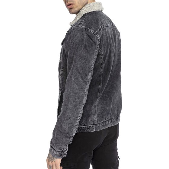 Red Bridge Mens Denim Jacket Trucker Sherpa Denim RBC Denim Jacket Lined Jacket Coat Transition Jacket Jeans Blue Denim Blue Black S