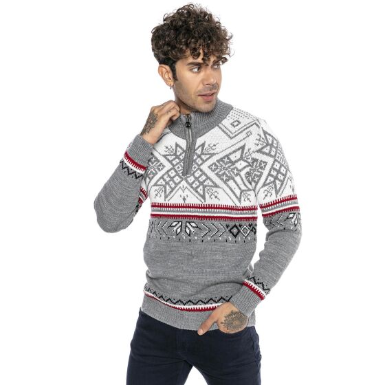 Red Bridge Mens knit sweater Norwegian sweater slim-fit stand-up collar Big Star