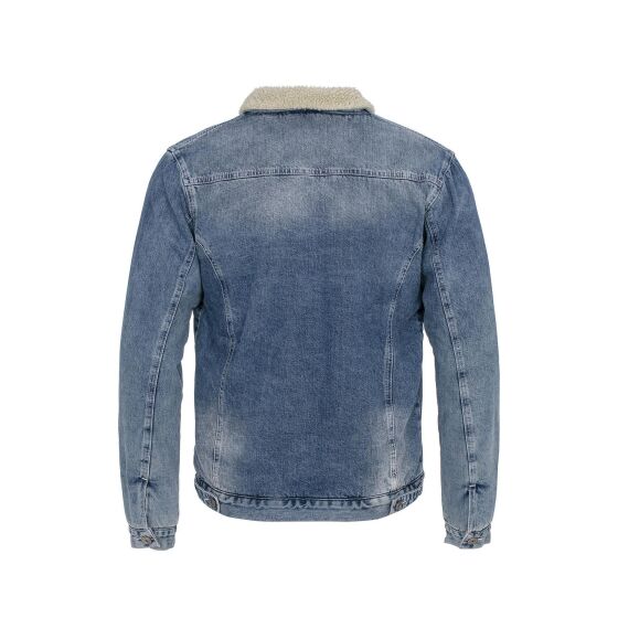 Red Bridge Herren Jeansjacke Trucker Sherpa Denim RBC Jeansjacke gefüttert Jacke Mantel Übergangsjacke Jeans Blue Denim Blau Blau XS
