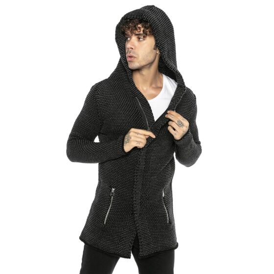 Red Bridge Herren Strickjacke Cardigan Hoodie Sweat-Jacke Shield Anthrazit XXL