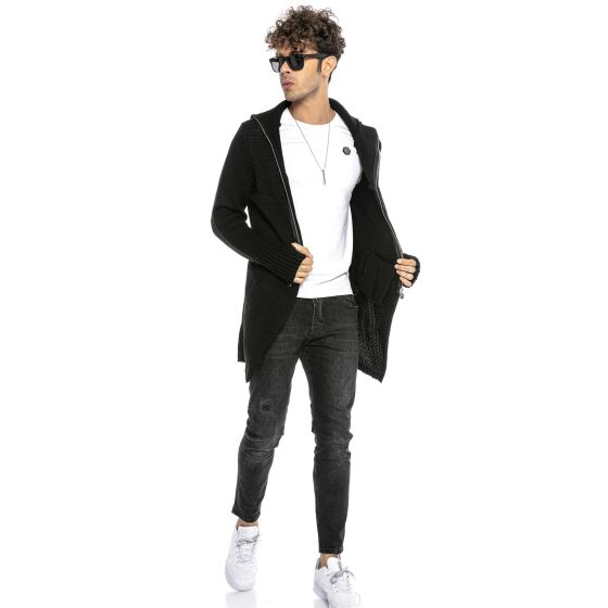 Red Bridge Mens Cardigan Hoodie Long Asymmetric Cut Cardigan